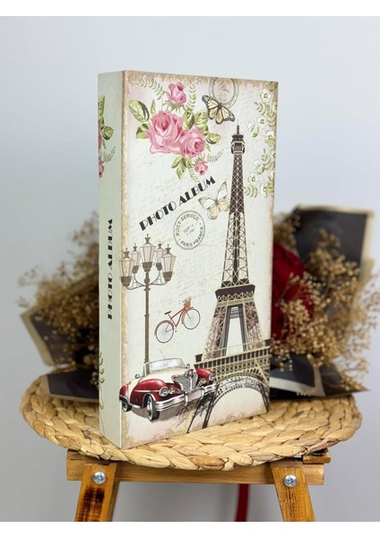 RS307 Fotoğraf Albümü 10X15CM 300 Fotoğraf Kapasiteli Eyfel Kulesi Desenli Lüks Albüm
