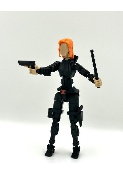 Kara Dul Eklemli Black Widow (Dummy) Figürü - 14 cm Hareketli Aksiyon Figürü