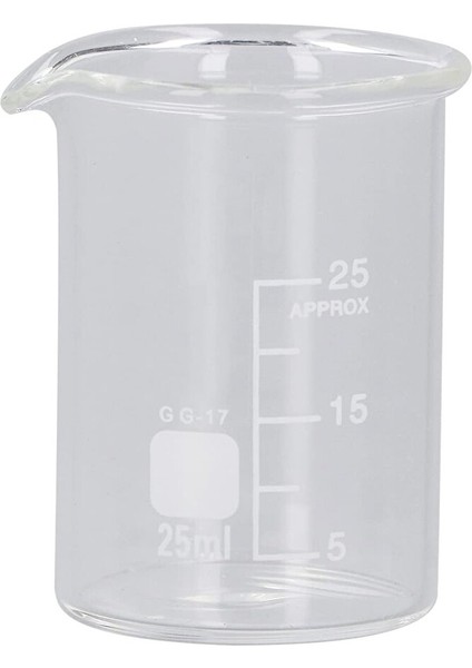 25 ml Borosilikat Cam Beher – Laboratuvar Ölçüm Kabı ve Deney Bardağı