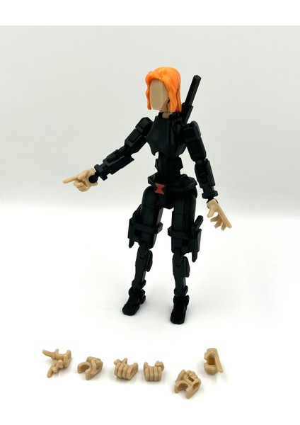 Kara Dul Eklemli Black Widow (Dummy) Figürü - 14 cm Hareketli Aksiyon Figürü