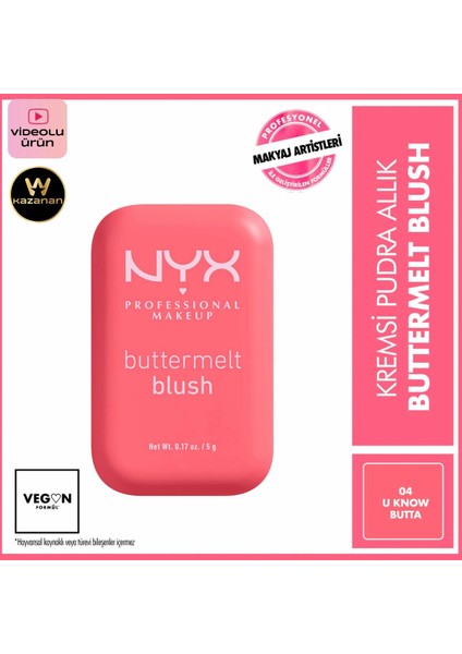 Nyx Professional Bultermelt Blush Kremsi Pembe Pudra Allık-04 U Know Butta