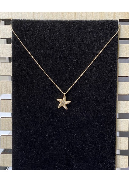 Kararmaz Çelik Deniz Yıldızı Detaylı Gold Kolye indirimleri