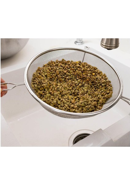 Metal Saplı Kalaylı Un - Süt - Şeker - Bakliyat Süzgeci 22 cm