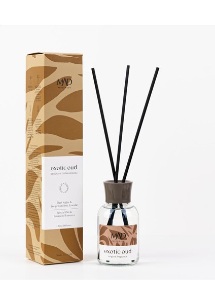 Exotic Oud Ortam Kokusu - Biber, Sandal Ağacı ve Tonka Fasulyesi ile Baharatlı, Sütlü ve Oryantal-Bambu Çubuklu 50 ml