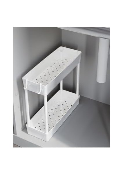 Home Rafata Çok Amaçlı 2 Katlı Evye Altı Düzenleyicisi Askılı Banyo Düzenleyici Dolap Içi Organizer Raf fiyatları