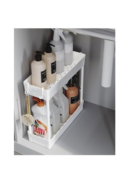 Home Rafata Çok Amaçlı 2 Katlı Evye Altı Düzenleyicisi Askılı Banyo Düzenleyici Dolap Içi Organizer Raf modelleri