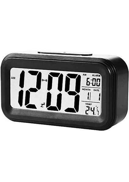 Dekoratif Dijital Alarmlı Saat, 12/24 Dönüştürme Gece Görüşlü Yatak Başucu Saati Masa Saati LED Ekran Pilli Çalar Saat 13 x 4.5x 7.5cm (Siyah) fiyatları