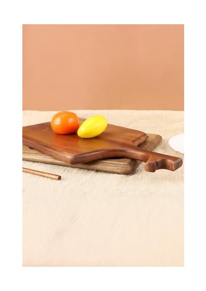 Doğal Akasya Ahşap Kesme Tahtası Saplı, Et, Peynir, Ekmek, Sebze ve Meyve Servis Tepsisi Için Ahşap Mutfak Doğrama Tahtası (46 * 18.5 * 1.5cm) fiyatları