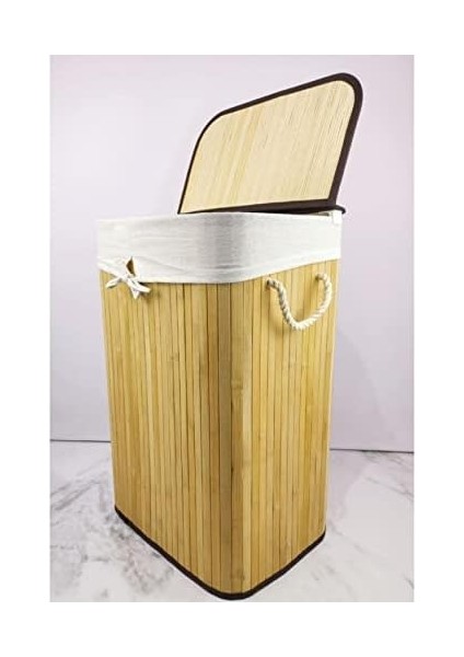Dikdörtgen Bambu Çamaşır Sepeti Naturel CL-6002-01 fiyatları