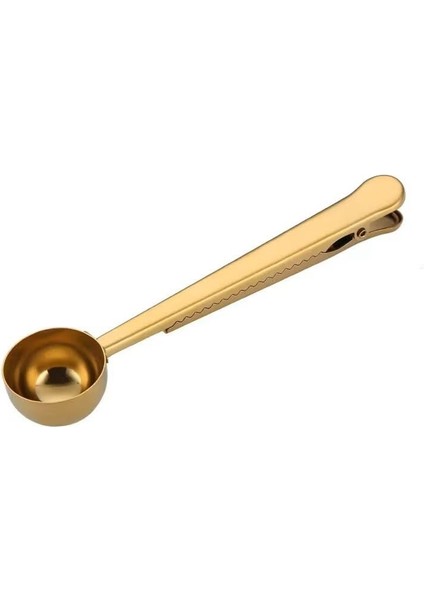 Çelik Yaylı Kahve Ölçü Kaşığı, 10 Ml, Klipsli (Gold)