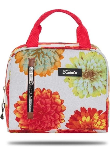 Lounch Color Beyaz Çiçek Desen Beslenme Çantası