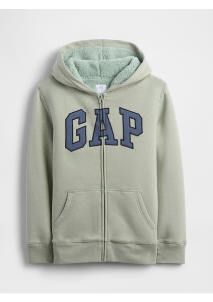 Erkek Çocuk Yeşil Gap Logo Fermuarlı Sweatshirt