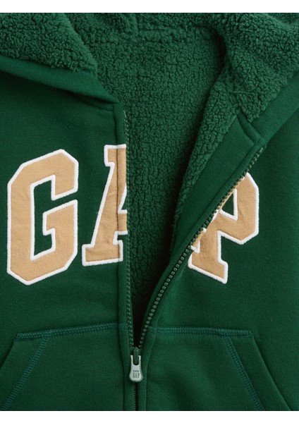 Erkek Bebek Koyu Yeşil Gap Logo Sherpa Fermuarlı Sweatshirt fiyatları