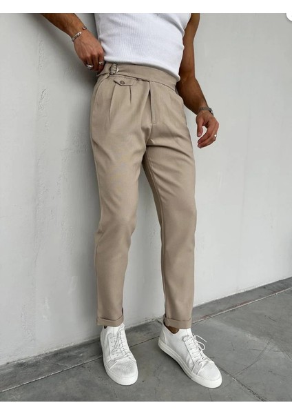 Erkek Bel Toka Detaylı Pileli Pantolon