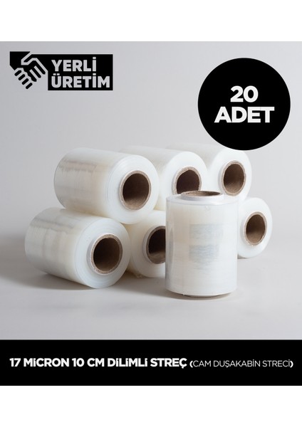 17 Micron 10 cm Dilimli Streç (Cam Duşakabin Streci) - 20 Adet