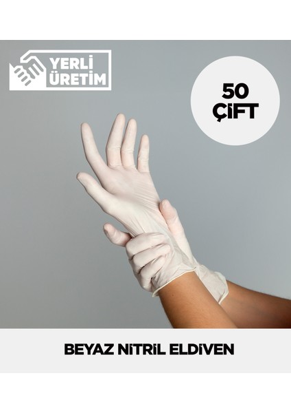 Nitril Beyaz Eldiven 50 Çift