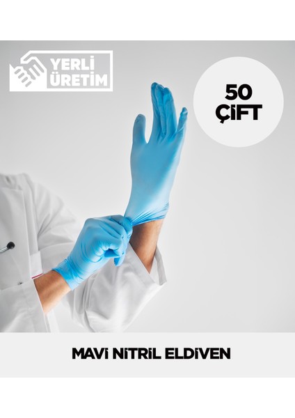 Mavi Nitril Eldiven 50 Çift
