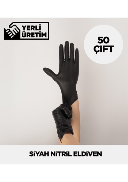 Çok Amaçlı Siyah Nitril Eldiven 50 Çift