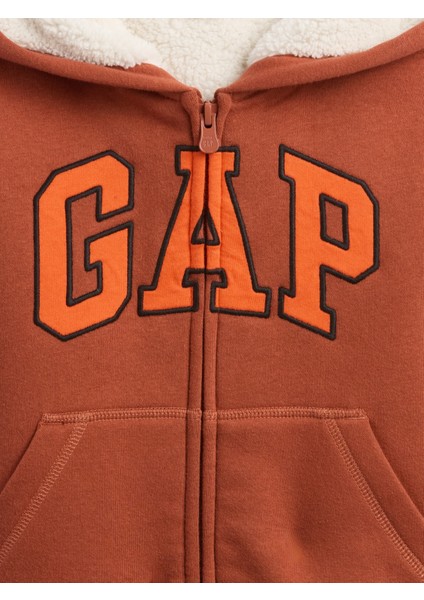 Erkek Bebek Turuncu Gap Logo Sherpa Fermuarlı Sweatshirt fiyatları