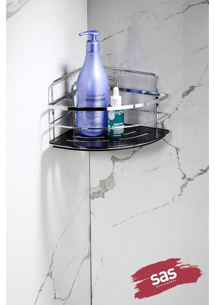 Haus Yapışkanlı Ömür Boyu Paslanmaz Kristal Ayarlanabilir Raf Banyo Düzenleyici Şampuanlık Lk-01 Ks