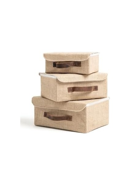 Bee Jüt Kapaklı Dolap Içi Organizer Takı, Makyaj, Banyo, Ofis Düzenleyici Saklama Kutusu 30X23X13 cm fiyatları