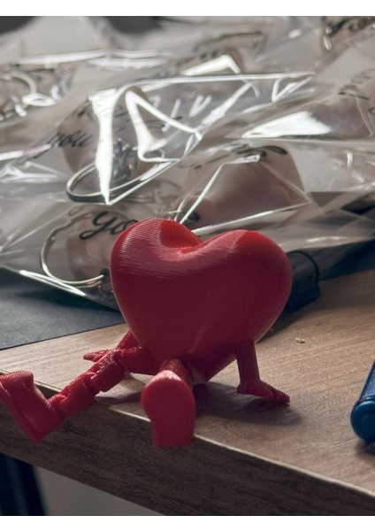 3’lü Oturan Kalpli Kırmızı Biblo Seti / Kalp Seti 3'lü / Kalp Hediyelik modelleri