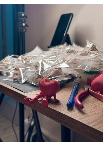 3’lü Oturan Kalpli Kırmızı Biblo Seti / Kalp Seti 3'lü / Kalp Hediyelik