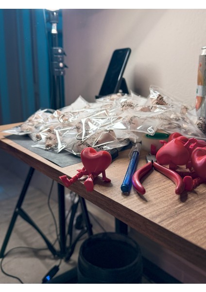 3’lü Oturan Kalpli Kırmızı Biblo Seti / Kalp Seti 3'lü / Kalp Hediyelik