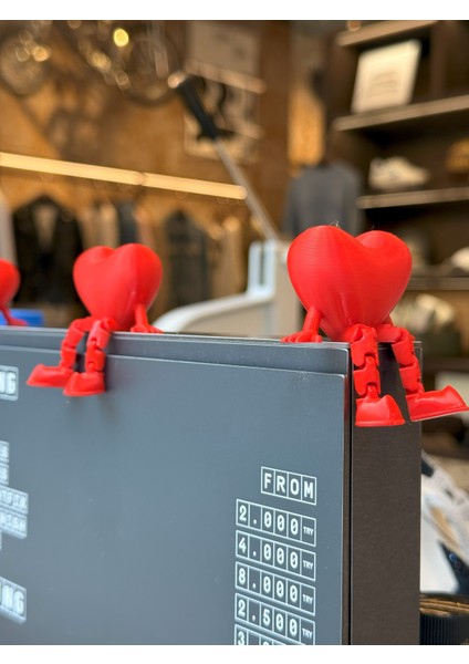 3’lü Oturan Kalpli Kırmızı Biblo Seti / Kalp Seti 3'lü / Kalp Hediyelik