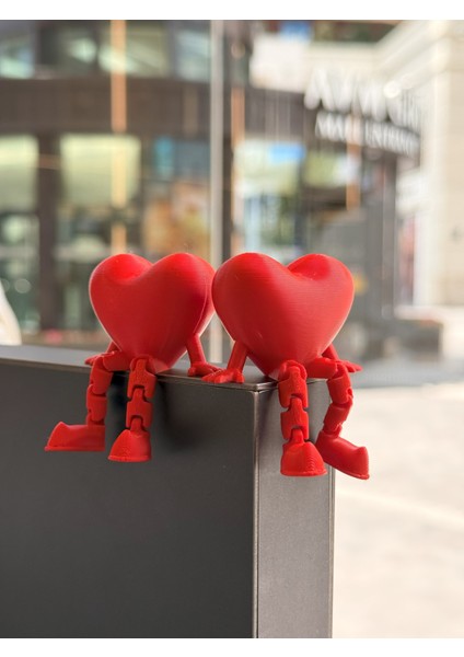 3’lü Oturan Kalpli Kırmızı Biblo Seti / Kalp Seti 3'lü / Kalp Hediyelik