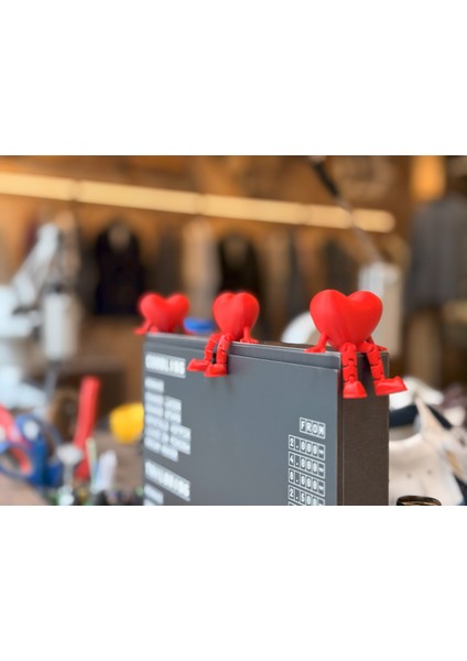 3’lü Oturan Kalpli Kırmızı Biblo Seti / Kalp Seti 3'lü / Kalp Hediyelik