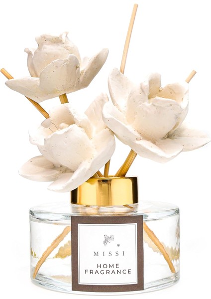 ml Seramik Gül Taşlı Bambu Çubuklu White Jasmine Oda Kokusu