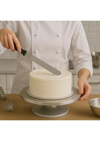 Profesyonel Ofset Pasta Spatulası - 32 cm Paslanmaz Çelik Kek ve Kurabiye Sıvama Spatulası | Ergonomik Saplı Dekorasyon Aleti modelleri