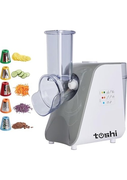 5 Başlıklı Elektrikli Çok Fonksiyonlu Sebze ve Meyve Doğrayıcı Rende - Rondo -Gri modelleri