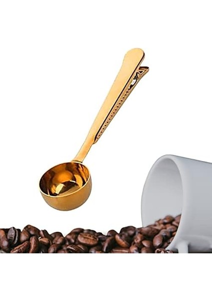 Mandallı Kahve Ölçü Kaşığı Gold Çok Fonksiyonlu Paslanmaz Çelik Kaşık fiyatları