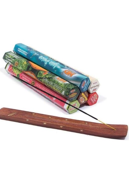 Home 120 Adet 6 Paket Karma Tütsü ve Kayığı, Çubuk Seti ve Ahşap Tutucu