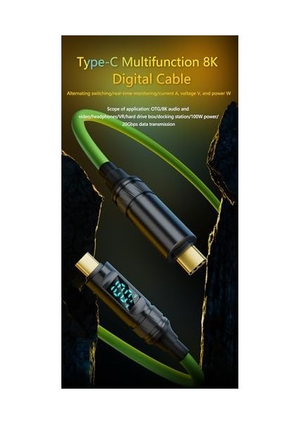 Type C To Type C 100W Hızlı Şarj 20GBPS Veri Transfer Hızı 8K60Hz Görüntü Aktarım Kablosu 2 Metre Yeşil Grn-02 modelleri
