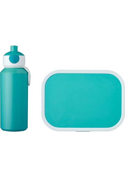 Mola Seti Campus Turkuaz - Içecek Şişesi ve Beslenme Kutusu Bento Kullanımı ile - Okul ve Boş Zaman Için Ideal - Bulaşık Makinesinde Yıkanabilir, Abs, 0 Mm, 2, 400 ml + 4 Tereyağı Ekmeği