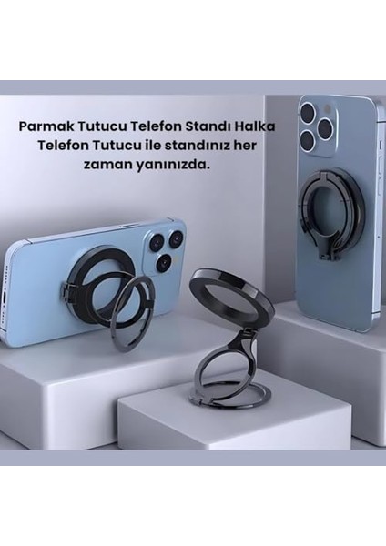 Yükseklik Ayarlı Katlanılabilir Magsafe Uyumlu Magnetic Çift Halkalı Telefon Standı Halka Telefon Tutucu modelleri