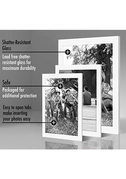 10 Parça Beyaz Galeri Duvar Resim Çerçevesi Seti 8X10, 5x7 ve 4x6. Kırılmaya Dayanıklı Cam. Duvar Veya Masa Için Resim Çerçeveleri - Asma Donanım ve Şövale Stantları Dahil modelleri