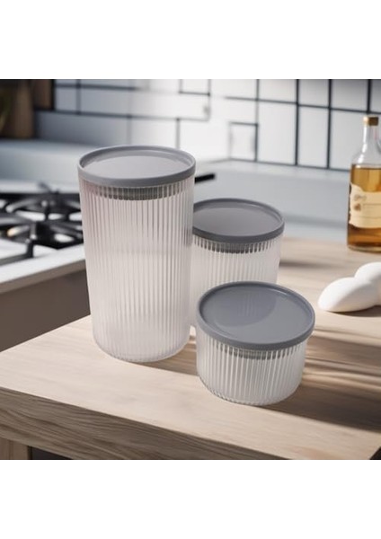 3'lü Sızdırmaz Vakum Kapaklı Saklama Kabı Seti, Akrilik Vakum Kapaklı Saklama Kabı Seti 3 Boy modelleri