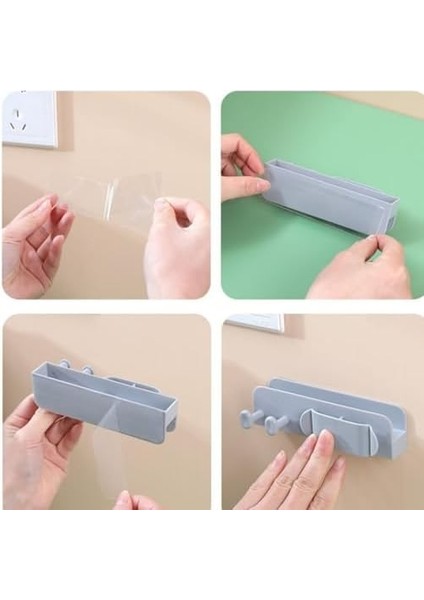 Kuvvetli Yapışkanlı, Duvar Tipi, Telefon, Mini Tablet Şarj Standı ve Kablo Düzenleyicili Çok Amaçlı Mini Stand (Mavi, 3 Adet) modelleri