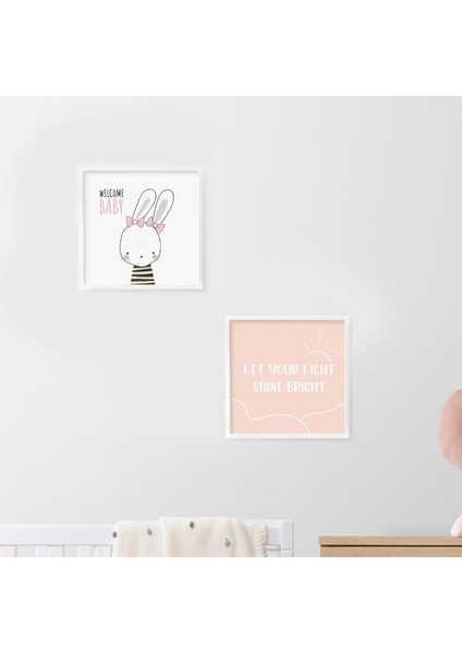 Odasına Özel Minimal Tavşan Tasarımlı Çerçeve 20 x 20 cm
