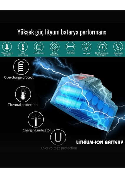 PH251 Kömürsüz 58VF 5AH Çelik Gövde Çelik Şanzıman Bakır Sargılı 5 Pilli Çift Akülü Vidalama Şarjlı Matkap 84 Parça fiyatları