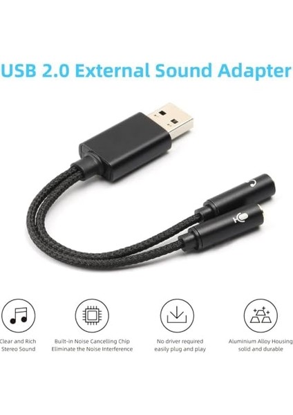 To Ikili 3.5mm Jack Adapter - USB Den Kulaklık ve Microphone Çıkış Almanızı Sağlar - Ses Kartlı Pc Bilgisayar Notebook Uyumlu fiyatları