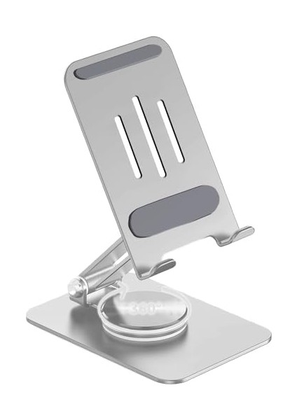 Çok Yönlü 360° Dönebilen Metal Gövdeli Telefon Standı Ayarlanabilir ve Katlanabilir Masa Üstü Ev ve Ofis Kullanımı Için Tüm Telefonlarla Uyumlu Tutucu (Gümüş) modelleri