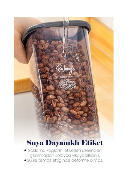 Beyaz Serigrafi Etiketli Kare Erzak Saklama Kabı 12'li Set 4x(0,55 Litre, 1,2 Litre, 1,75 Litre) fiyatları