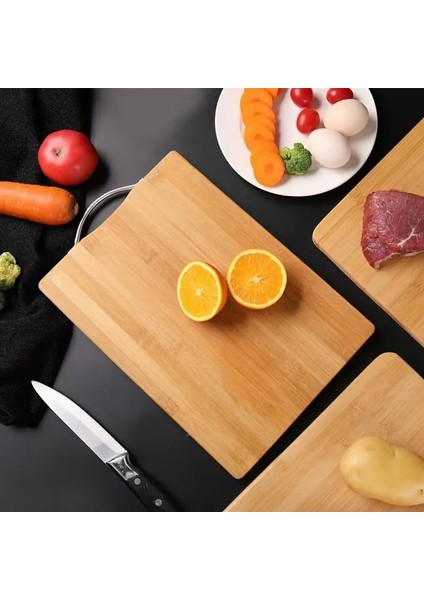 Metal Saplı Bambu Kesme Tahtası Antibakteriel Yıkanabilir Doğrama Tahtası Dikdörtgen 34X24 cm fiyatları