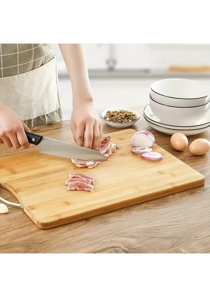 Metal Saplı Bambu Kesme Tahtası Antibakteriel Yıkanabilir Doğrama Tahtası Dikdörtgen 34X24 cm modelleri
