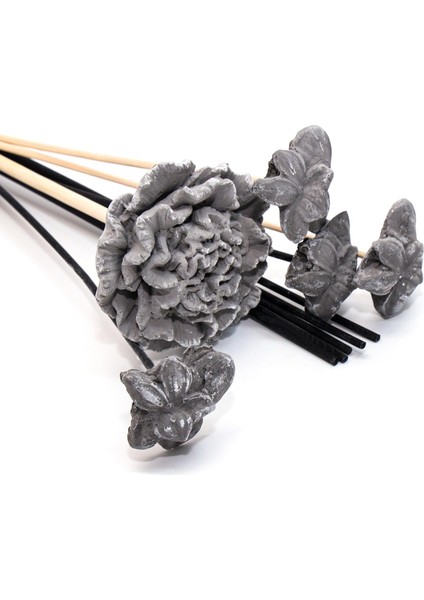 Karışık Çiçek Taşlı 10'lu Doğal Bambu Kamış Seti